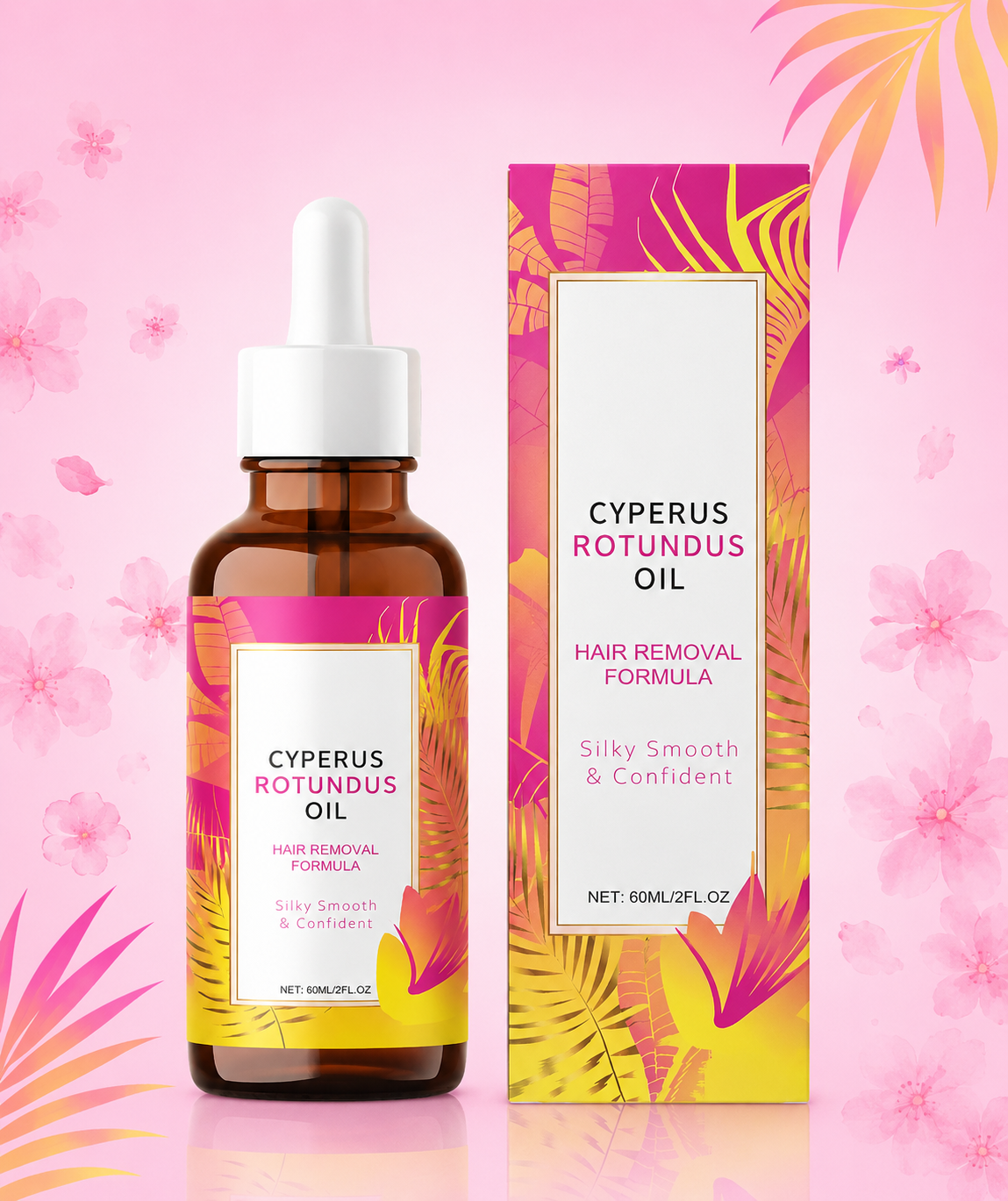 Aceite Natural de Cyperus Rotundus reduce el Crecimiento del Vello Corporal | Para Depilación, Hidratante y Calmante| 60ml.