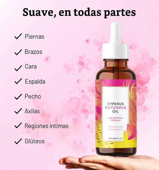 Aceite Natural de Cyperus Rotundus reduce el Crecimiento del Vello Corporal | Para Depilación, Hidratante y Calmante| 60ml.