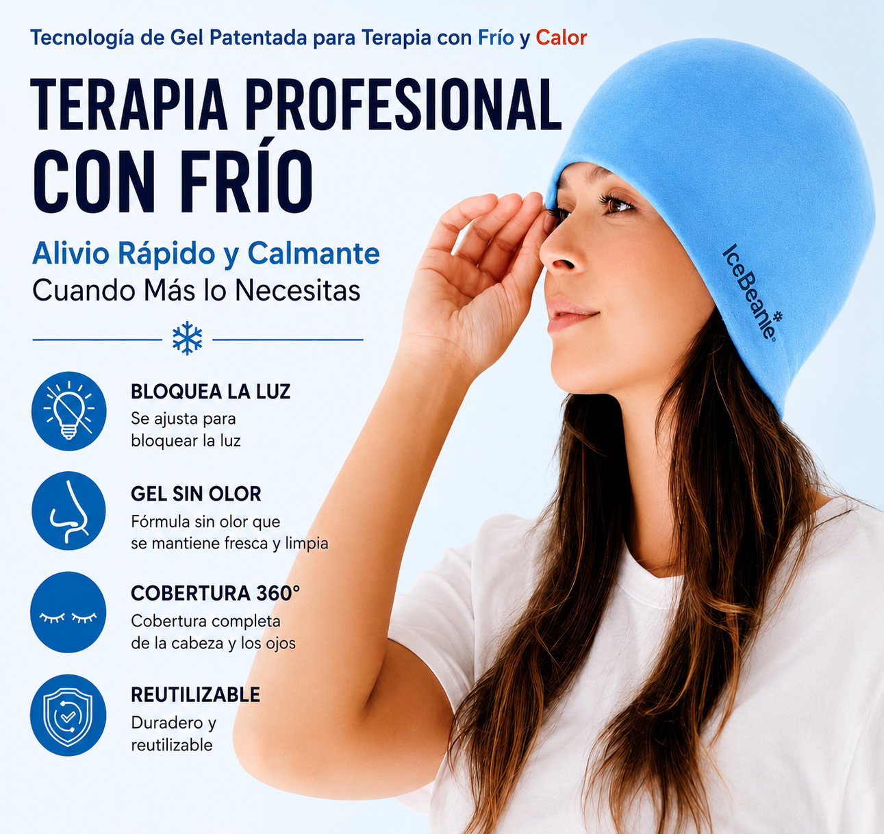 ❄️ IceBeanie – Gorro de Alivio Natural para Migrañas, Estrés y Dolores de Cabeza