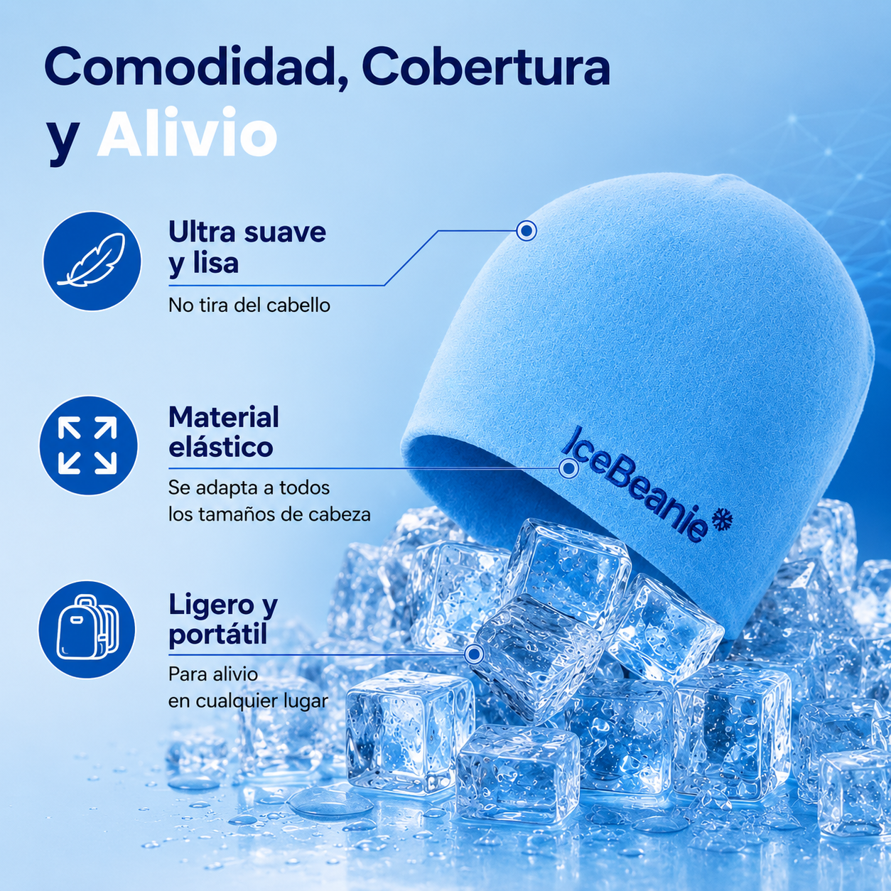 ❄️ IceBeanie – Gorro de Alivio Natural para Migrañas, Estrés y Dolores de Cabeza