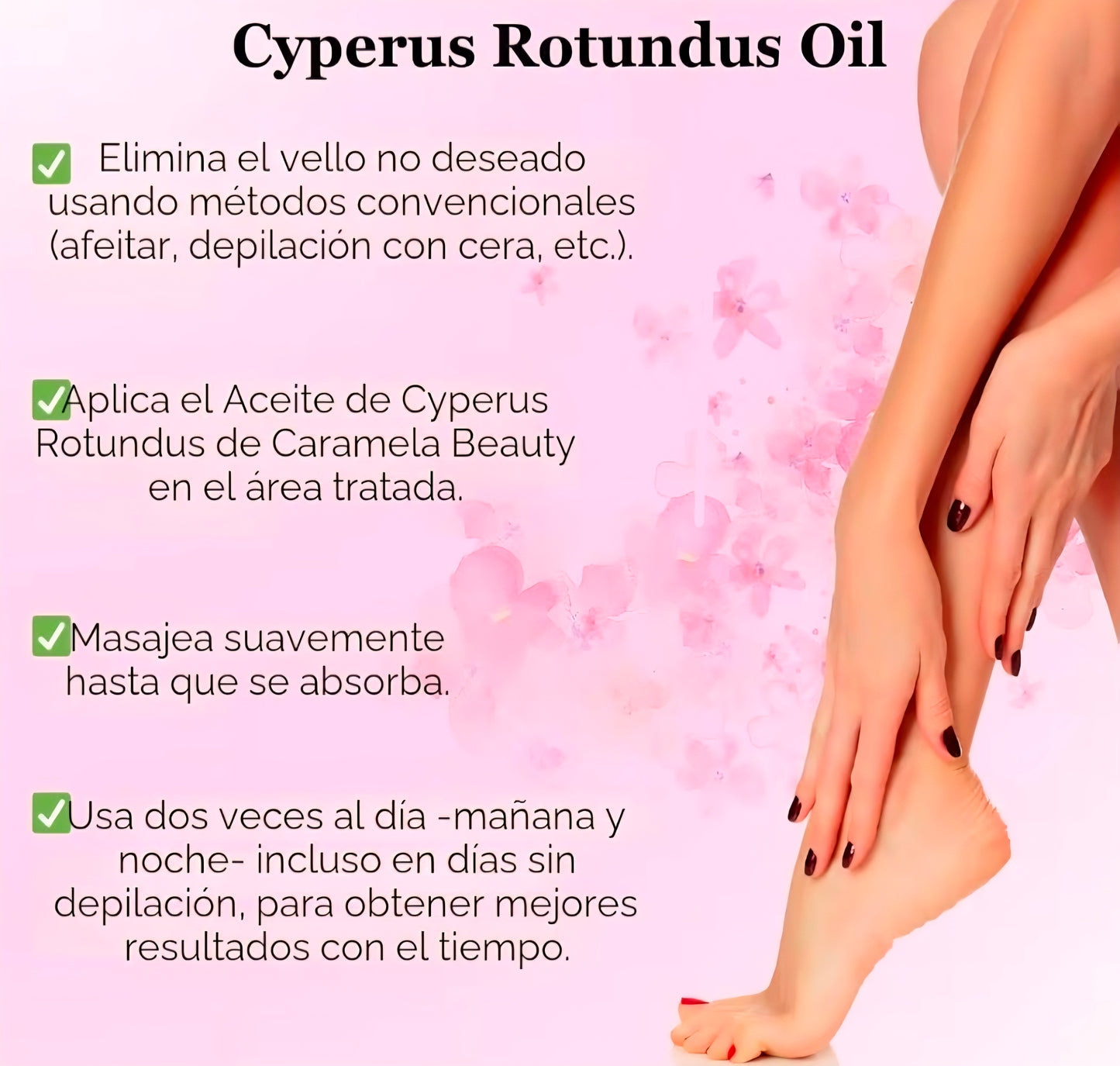 Aceite Natural de Cyperus Rotundus reduce el Crecimiento del Vello Corporal | Para Depilación, Hidratante y Calmante| 60ml.